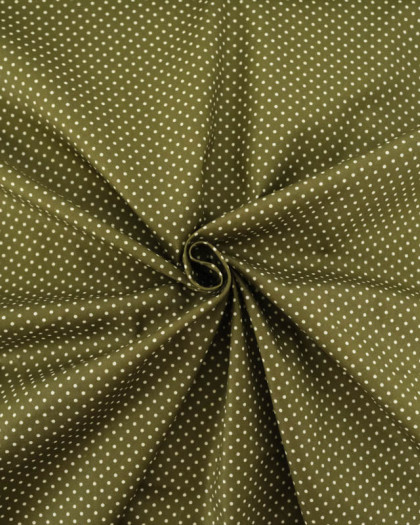 Popeline de Coton Mini Pois Kaki