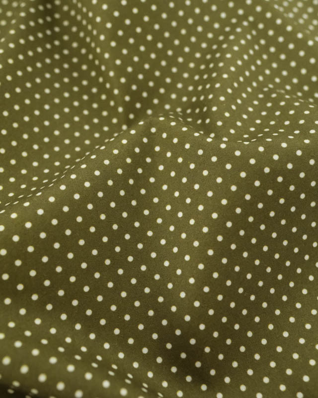 Popeline de Coton Mini Pois Kaki