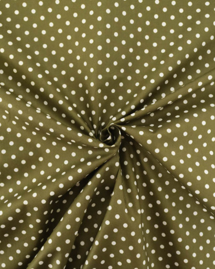 Popeline de Coton à Pois Kaki
