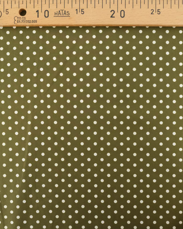 Popeline de Coton à Pois Kaki