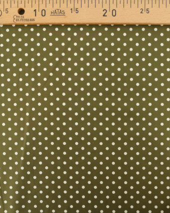 Popeline de Coton à Pois Kaki
