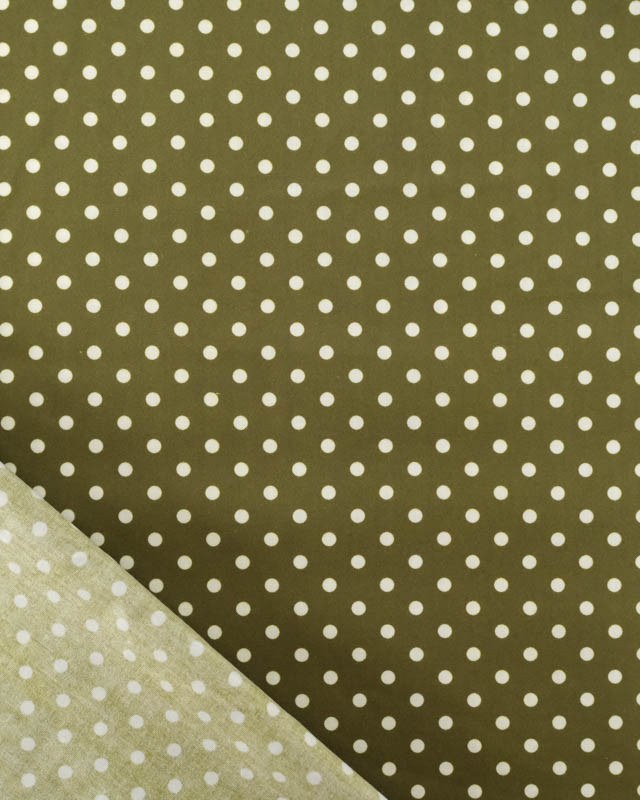 Popeline de Coton à Pois Kaki