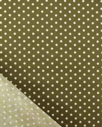 Popeline de Coton à Pois Kaki