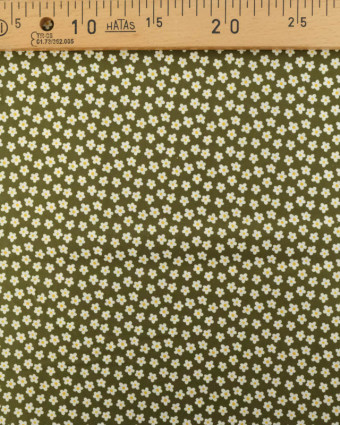Popeline de Coton Fleuri Kaki
