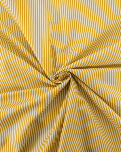 Popeline de Coton à Rayures Ocre - Mercerine