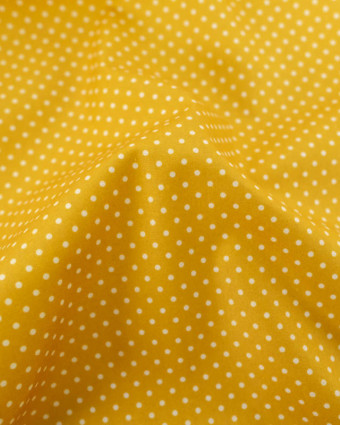 Popeline de Coton Mini Pois Ocre - Mercerine