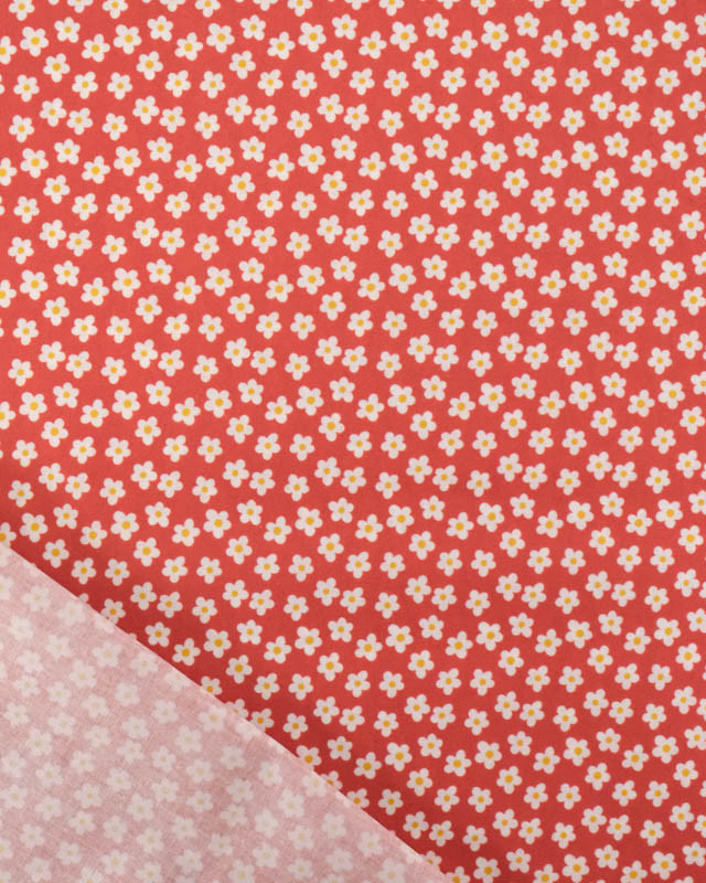 Popeline de Coton à Fleurs Terracotta