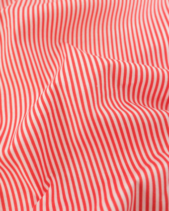 Popeline de Coton à Rayures Rouge - Mercerine