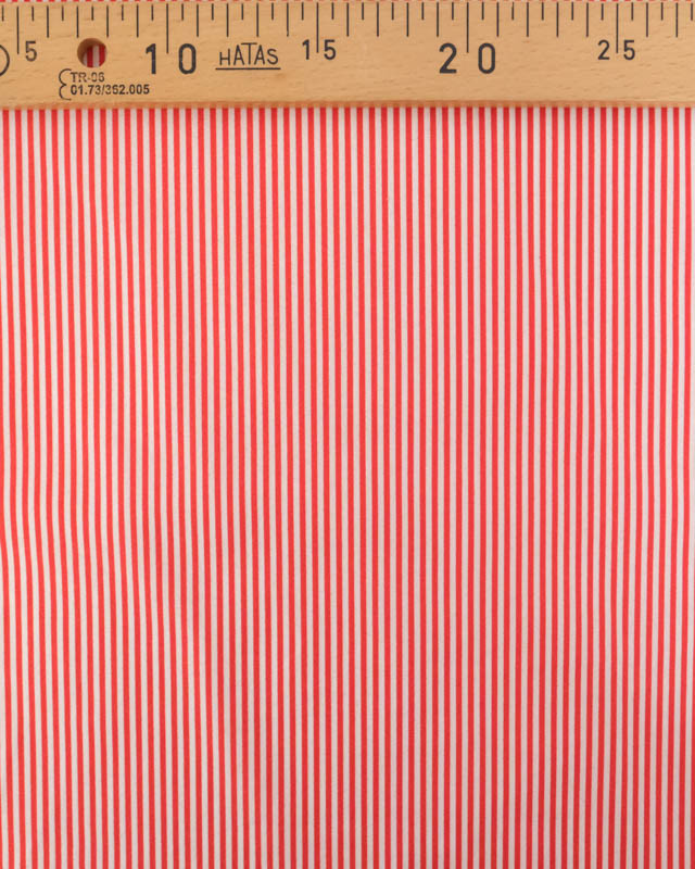 Popeline de Coton à Rayures Rouge - Mercerine