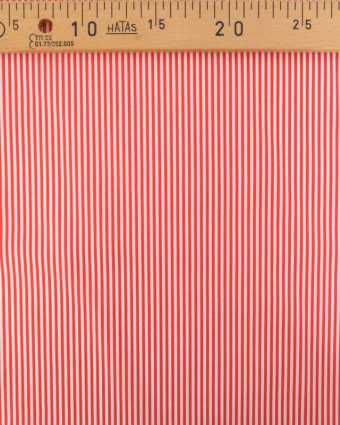 Popeline de Coton à Rayures Rouge - Mercerine