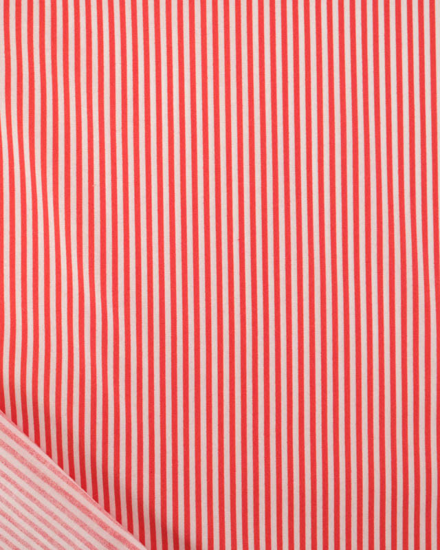 Popeline de Coton à Rayures Rouge - Mercerine