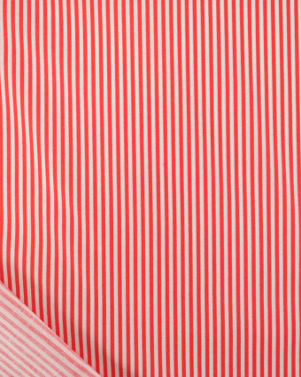 Popeline de Coton à Rayures Rouge - Mercerine