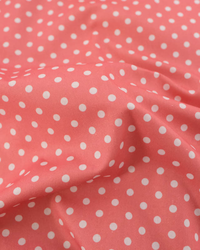 Popeline de Coton à Pois Moyens en Rose