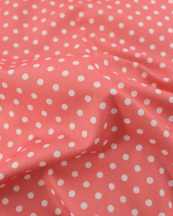 Popeline de Coton à Pois Moyens en Rose