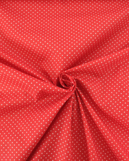 Popeline de Coton Mini Pois Rouge - Mercerine
