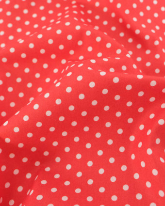 Popeline de Coton à Pois Rouge - Mercerine