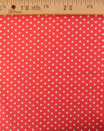 Popeline de Coton à Pois Rouge - Mercerine