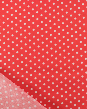 Popeline de Coton à Pois Rouge - Mercerine