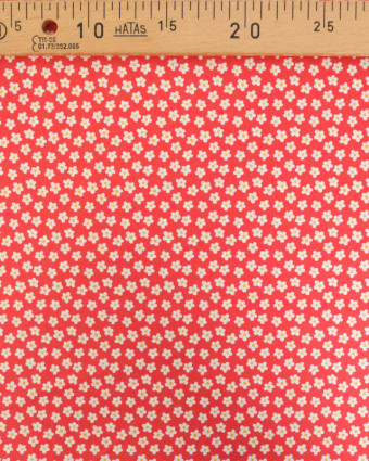 Popeline de Coton Fleuri Rouge - Mercerine