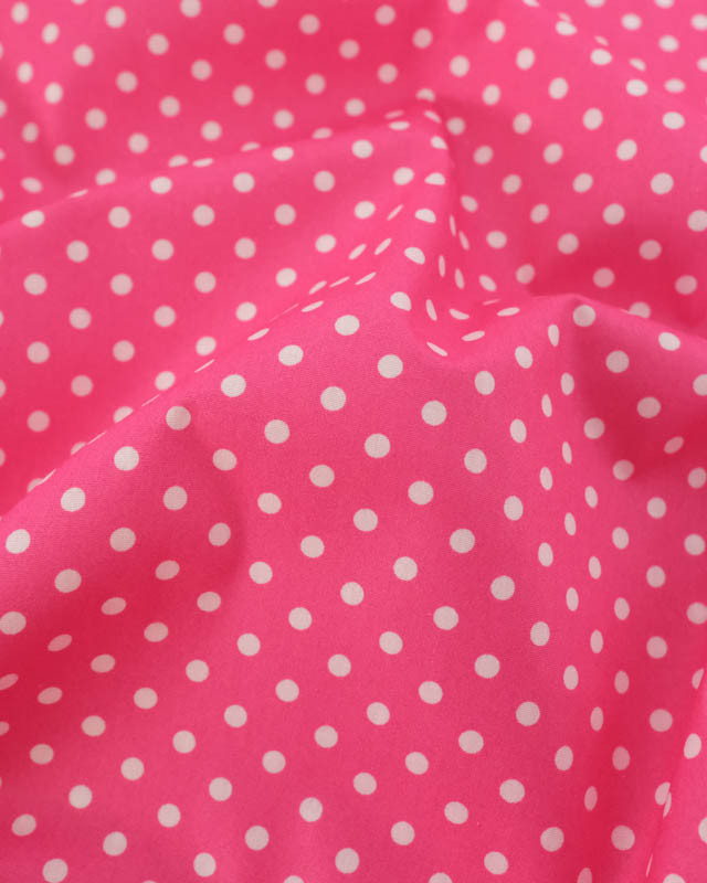 Popeline de Coton à Pois Fuchsia - Mercerine