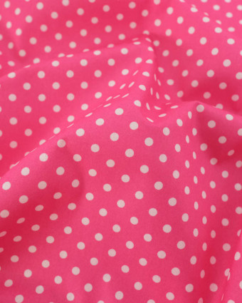 Popeline de Coton à Pois Fuchsia - Mercerine