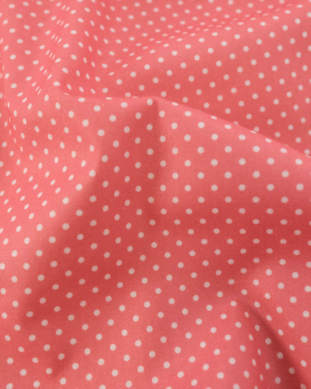 Popeline de Coton Mini Pois Rose Luxueuse
