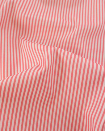 Popeline de Coton Rayures Fines Rose - Mercerine
