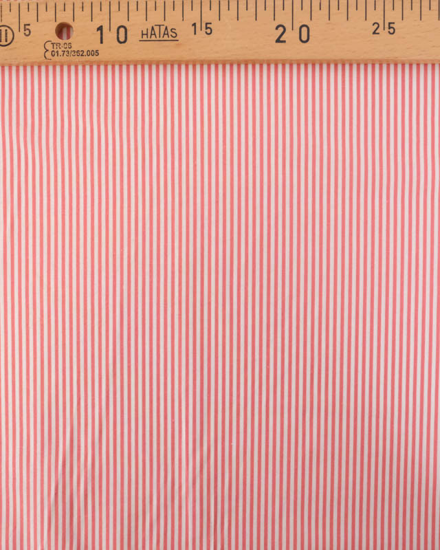 Popeline de Coton Rayures Fines Rose - Mercerine