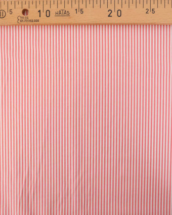 Popeline de Coton Rayures Fines Rose - Mercerine