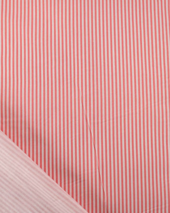 Popeline de Coton Rayures Fines Rose - Mercerine