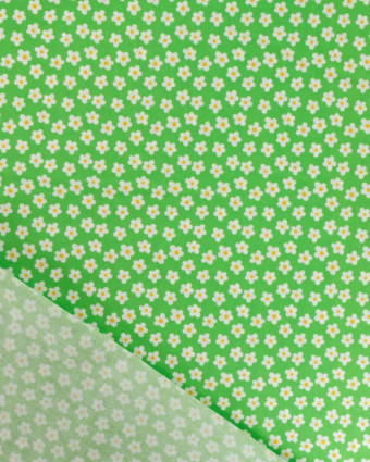 Popeline de Coton Fleuri Fond Vert - Mercerine