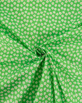Popeline de Coton Fleuri Fond Vert