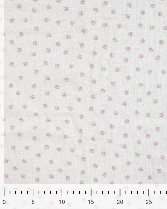 Tissu Double Gaze Ecru Petites Pattes de Chien - Mercerine
