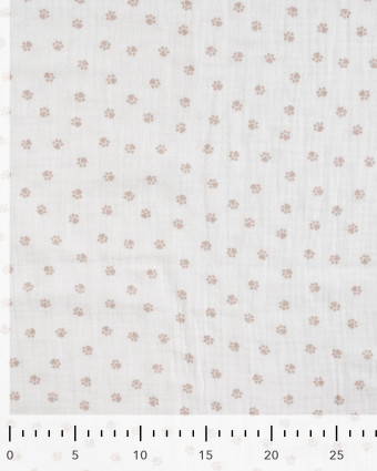 Tissu Double Gaze Ecru Petites Pattes de Chien - Mercerine