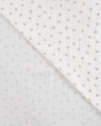 Tissu Double Gaze Ecru Petites Pattes de Chien - Mercerine