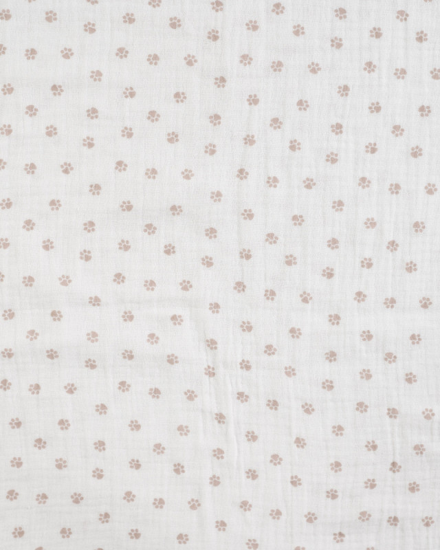 Tissu Double Gaze Ecru Petites Pattes de Chien - Mercerine