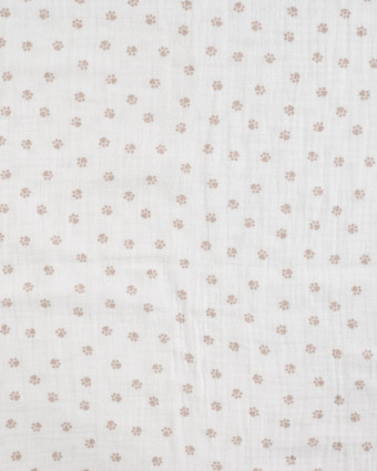 Tissu Double Gaze Ecru Petites Pattes de Chien - Mercerine