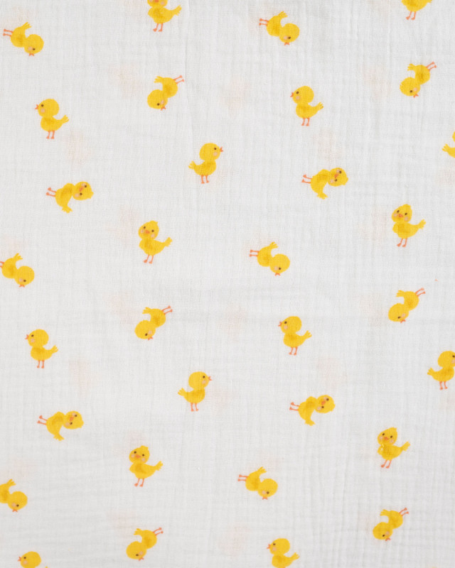 Tissu Double Gaze Ecru Petits Poussins - Mercerine