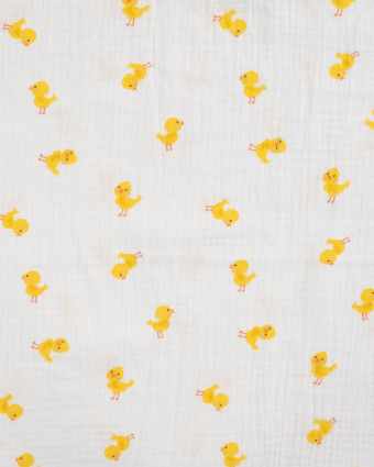 Tissu Double Gaze Ecru Petits Poussins - Mercerine