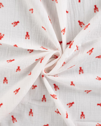 Tissu Double Gaze Ecru Petits Homards - Mercerine