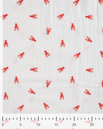Tissu Double Gaze Ecru Petits Homards - Mercerine