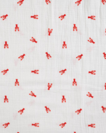 Tissu Double Gaze Ecru Petits Homards - Mercerine