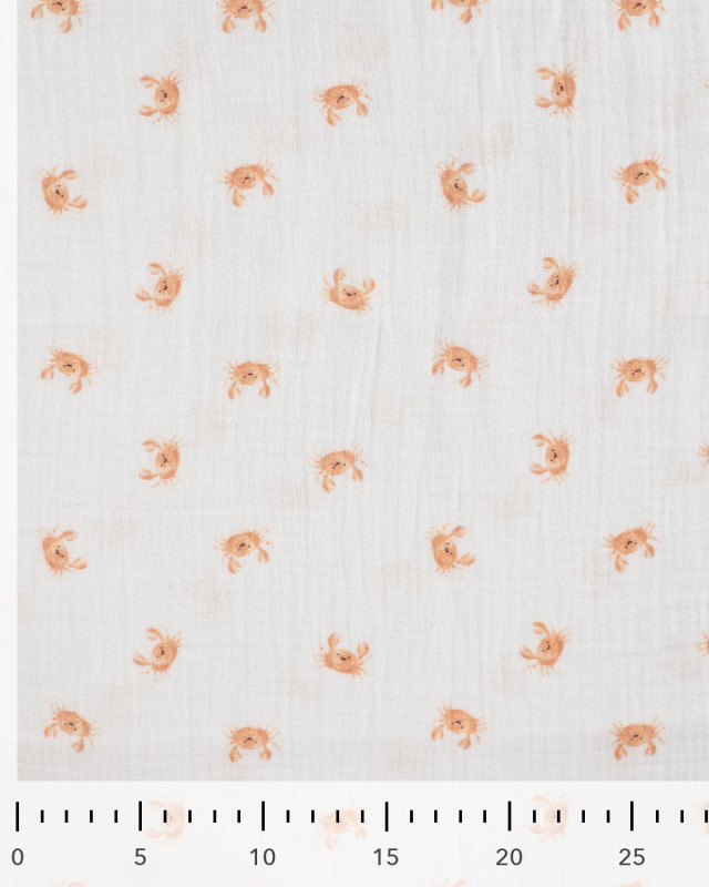 Tissu Double Gaze Ecru Petits Crabes - Mercerine