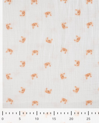 Tissu Double Gaze Ecru Petits Crabes - Mercerine