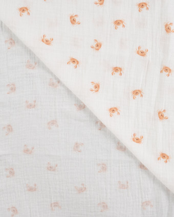 Tissu Double Gaze Ecru Petits Crabes - Mercerine
