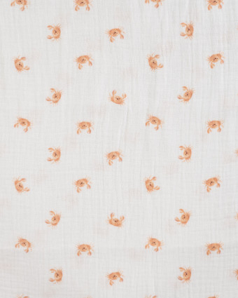 Tissu Double Gaze Ecru Petits Crabes - Mercerine