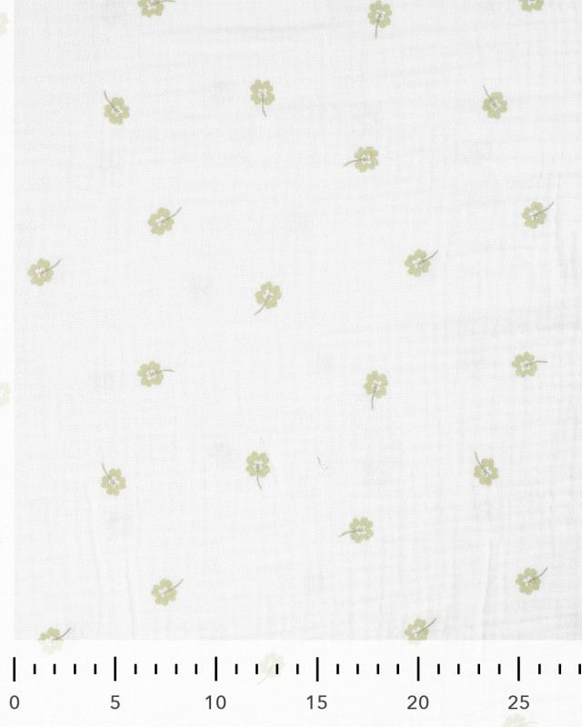 Tissu Double Gaze Ecru Trèfles - Mercerine