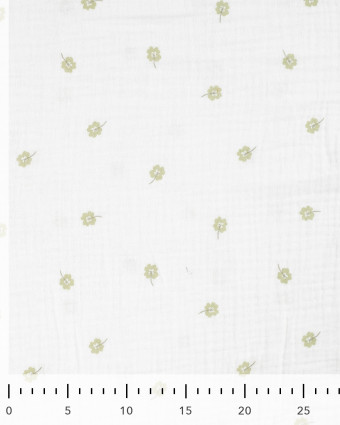 Tissu Double Gaze Ecru Trèfles - Mercerine