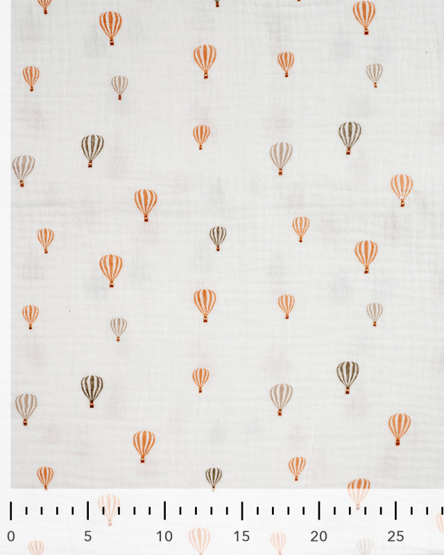Tissu Double Gaze Ecru Petites Montgolfières - Mercerine