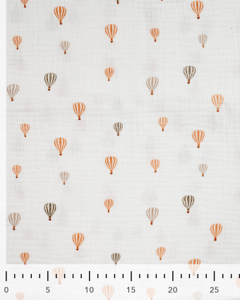 Tissu Double Gaze Ecru Petites Montgolfières - Mercerine